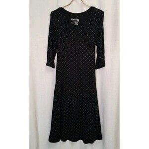 Latched Mama Nursing A-Line Tie Back Midi Dress Black White Polka Dot Size XS